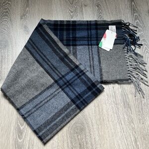 Blue and Gray Plaid Men's Scarf.made in Italy.